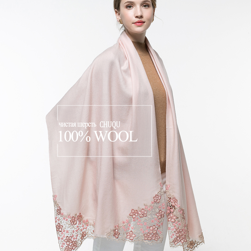 Embroidery Pashmina - Hình Thật 100% Len Hồng Khăn