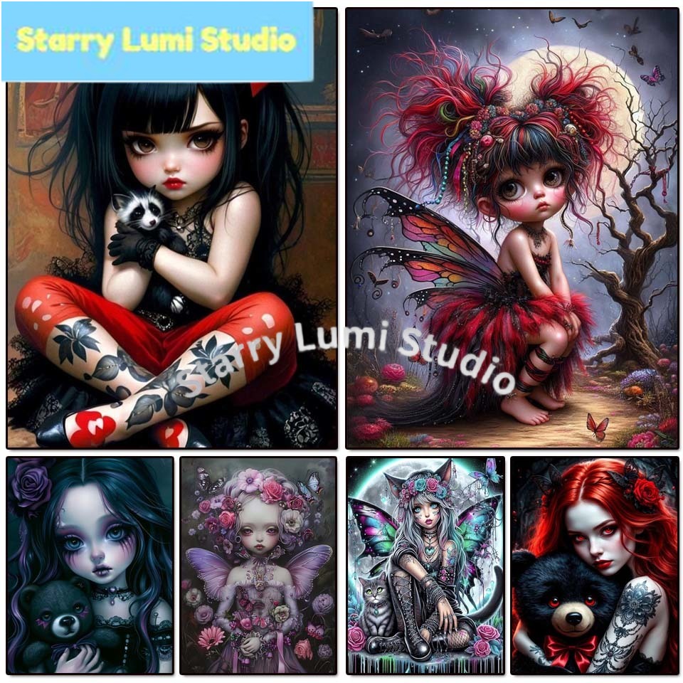 Embroidery Room - 5D Diamond Painting Kit Gothic Girl