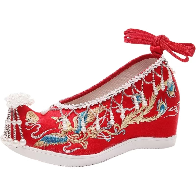 Embroidery Shoes - Women New Red Embroidered Wedding Shoes