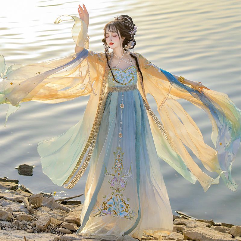 Embroidery Yellow Dress - Chinese Hanfu Dress Women Traditional Embroidery