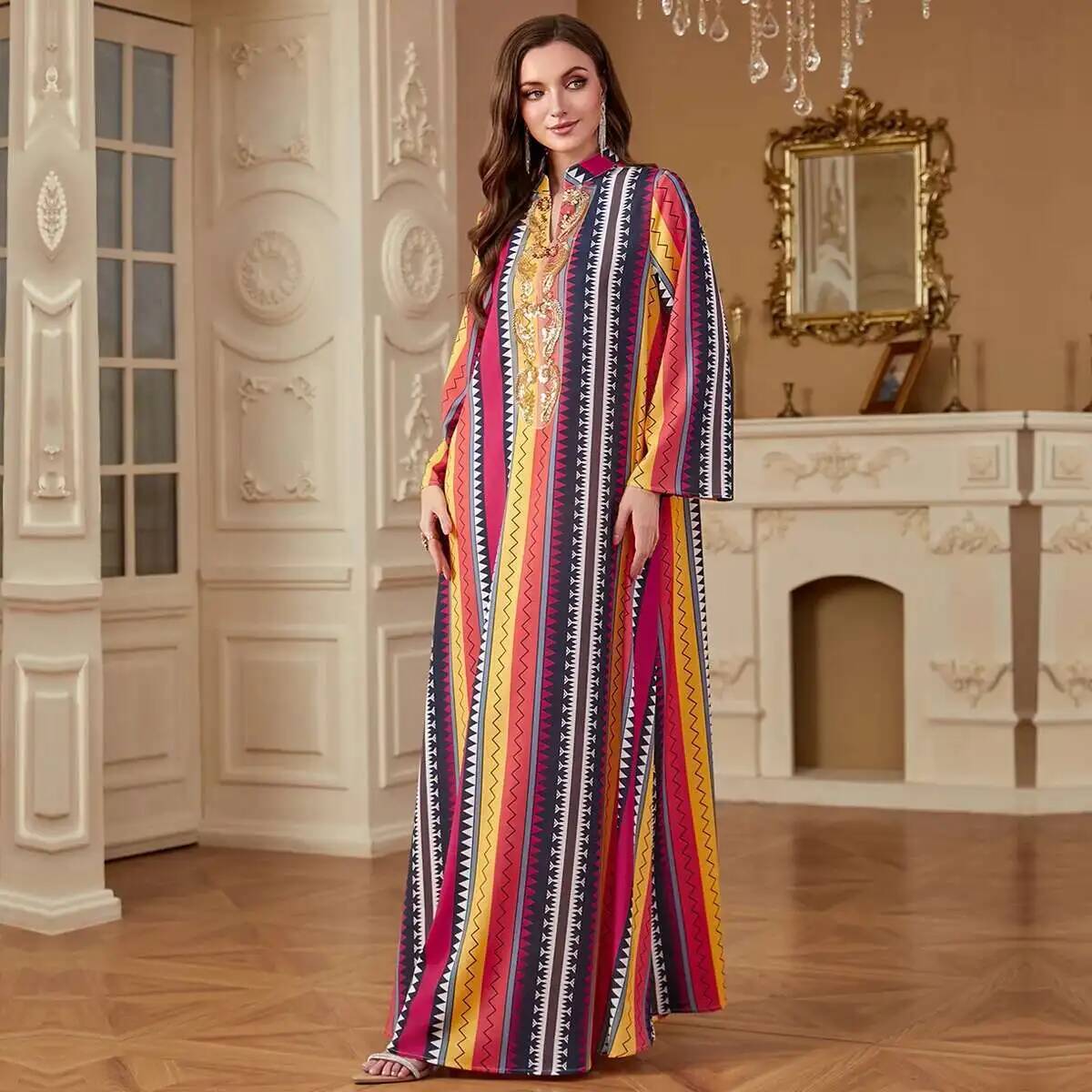 4264 Dubai Muslim Abaya New Fa - đánh giá và giá Embroidery Yellow Dress