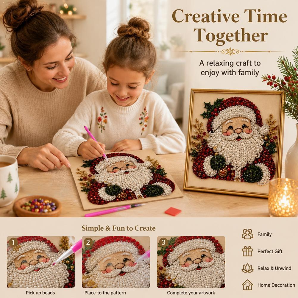 Christmas Santa Claus Pearl Ar - đánh giá và giá Embroidery Wall Art