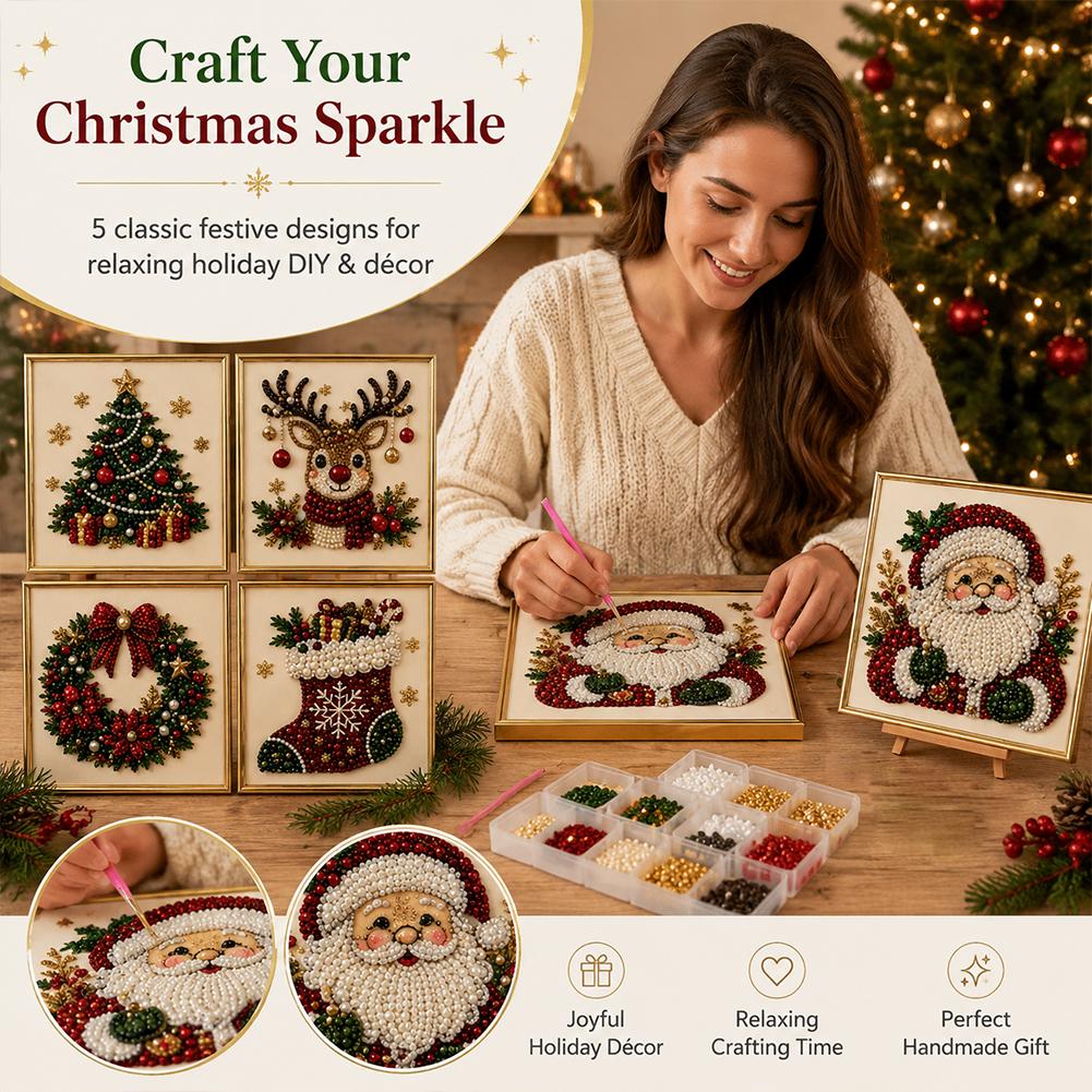 Christmas Santa Claus Pearl Ar - đánh giá và giá Embroidery Wall Art