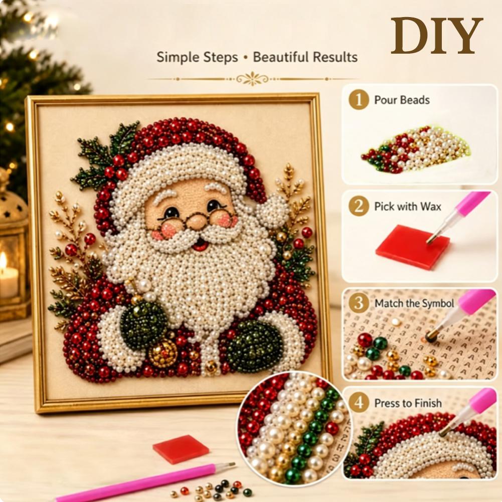 Christmas Santa Claus Pearl Ar - đánh giá và giá Embroidery Wall Art