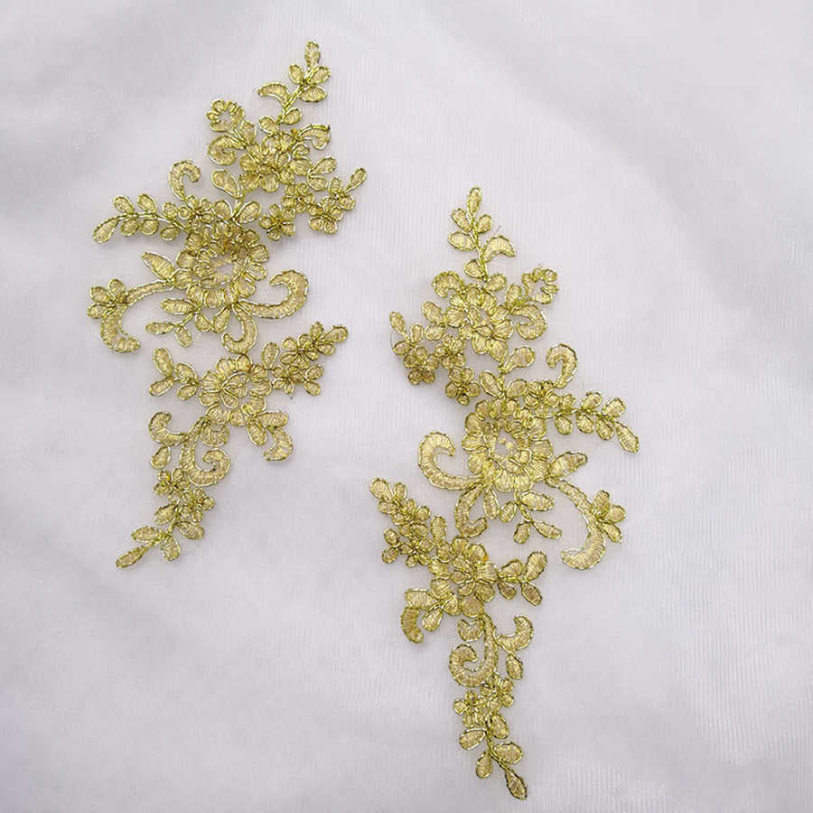 1 Pair Embroidery Applique Lac - đánh giá và giá Embroidery Yellow