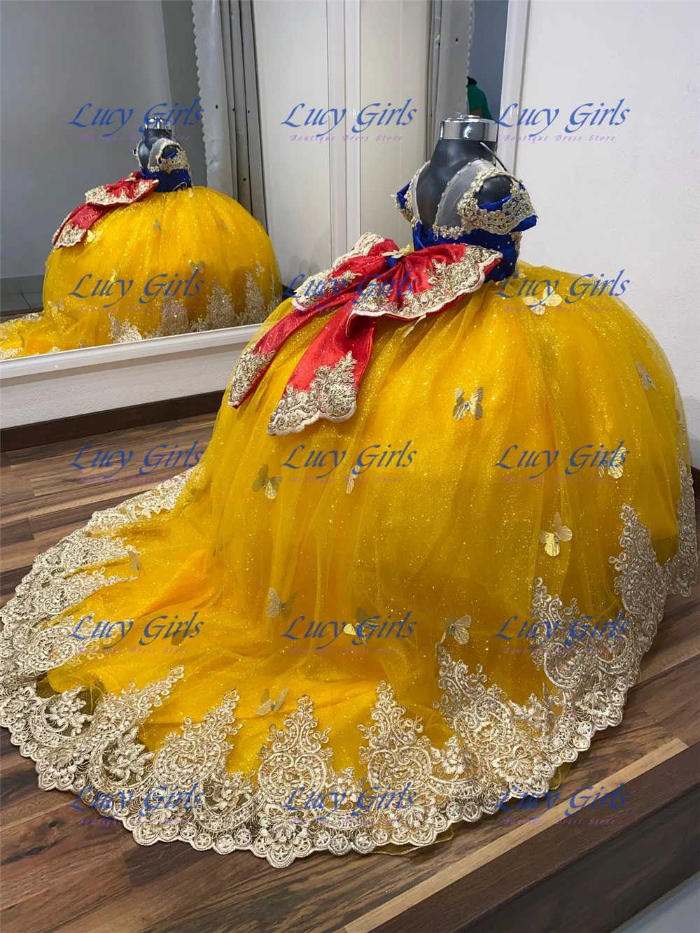 Quality Butterfly Applique Lov - đánh giá và giá Embroidery Yellow Dress