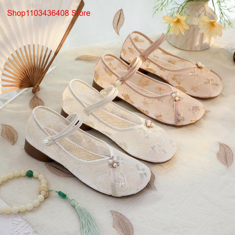 New Mesh Low Heels with Cheong - đánh giá và giá Embroidery Shoes