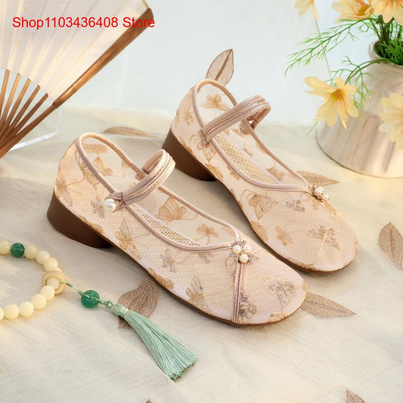 New Mesh Low Heels with Cheong - đánh giá và giá Embroidery Shoes