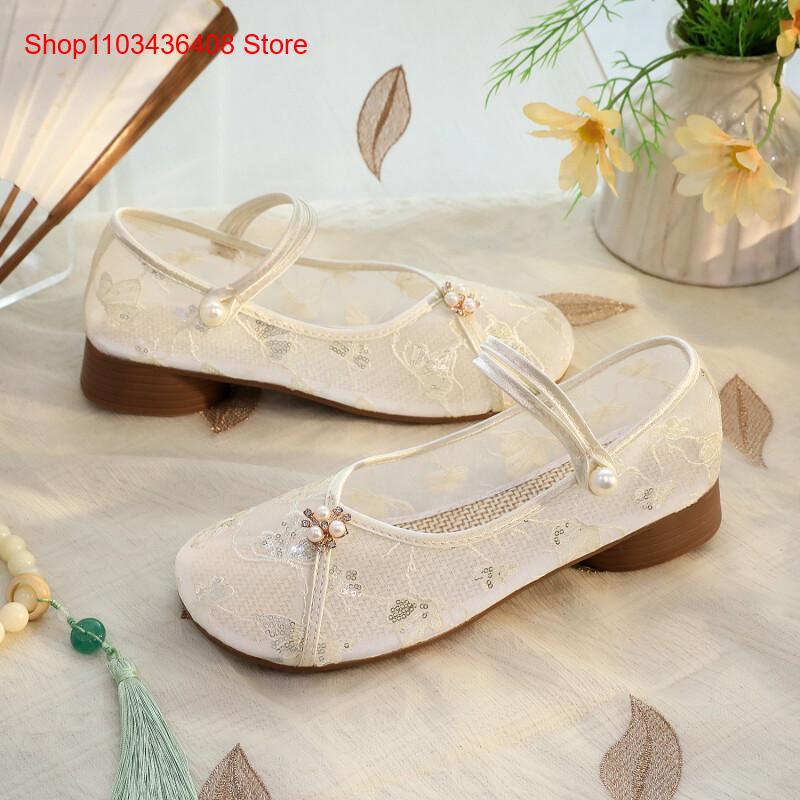 New Mesh Low Heels with Cheong - đánh giá và giá Embroidery Shoes