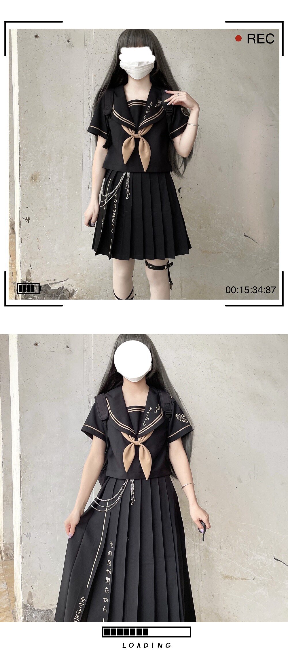 Girl JK Sailor Suit Two Piece  - đánh giá và giá Embroidery Uniform