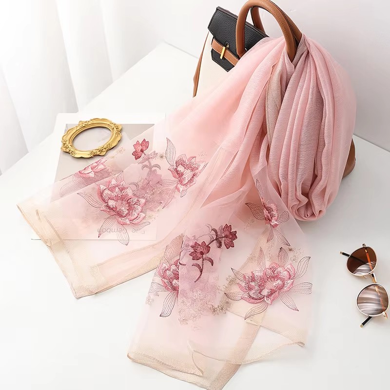 Silk wool scarf women hijab pa - đánh giá và giá Embroidery Pashmina