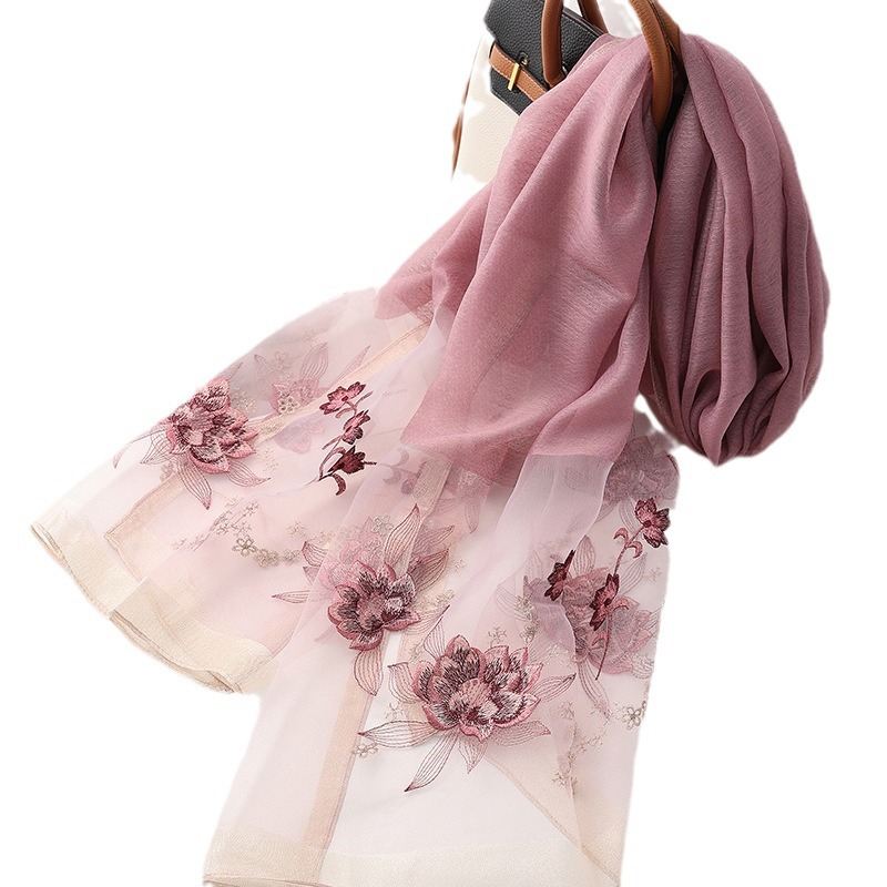 Silk wool scarf women hijab pa - đánh giá và giá Embroidery Pashmina