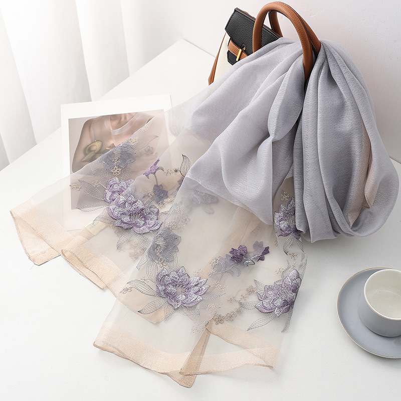 Silk wool scarf women hijab pa - đánh giá và giá Embroidery Pashmina