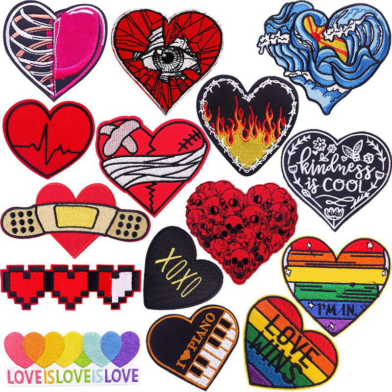 Designer Punk Love Heart Iron- - đánh giá và giá Embroidery Design Love