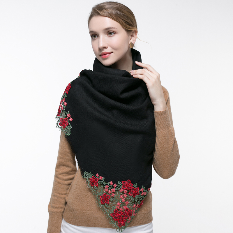 Hình Thật 100% Len Hồng Khăn C - đánh giá và giá Embroidery Pashmina