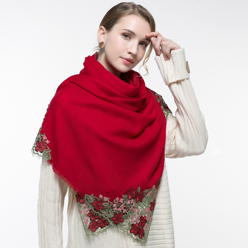 Hình Thật 100% Len Hồng Khăn C - đánh giá và giá Embroidery Pashmina