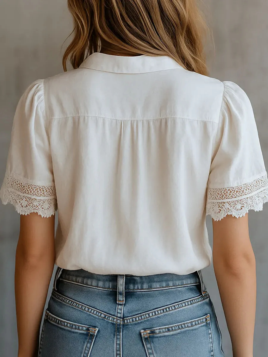 Elegant Women's Shirts Casual  - đánh giá và giá Embroidery Motif