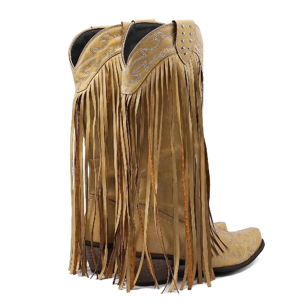 Fringe Rivet Western Women Mid - đánh giá và giá Embroidery Yellow