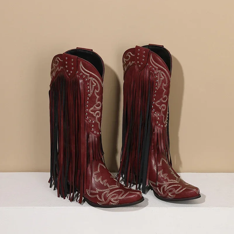 Fringe Rivet Western Women Mid - đánh giá và giá Embroidery Yellow