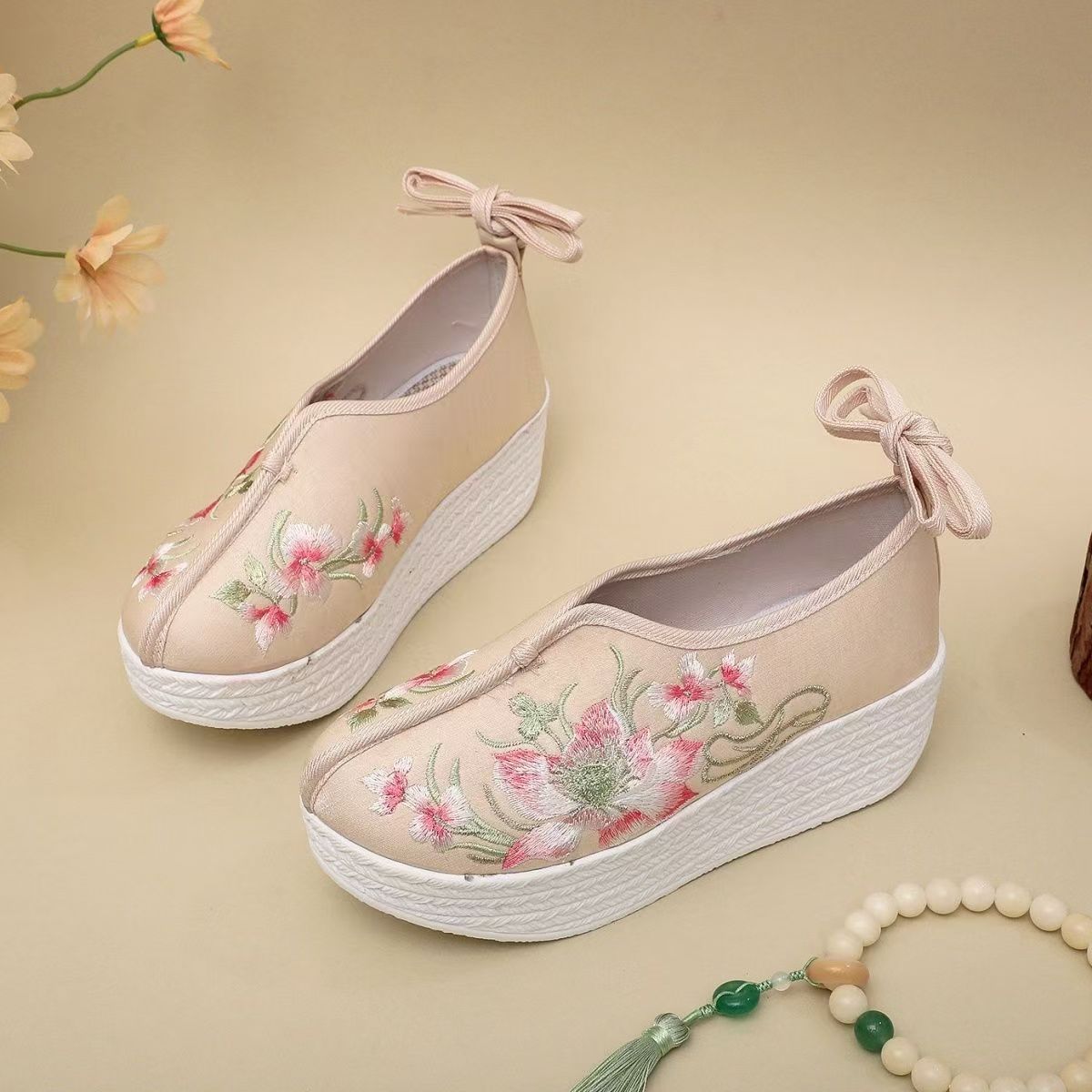 Woman Ethnic Style Wedges Embr - đánh giá và giá Embroidery Shoes
