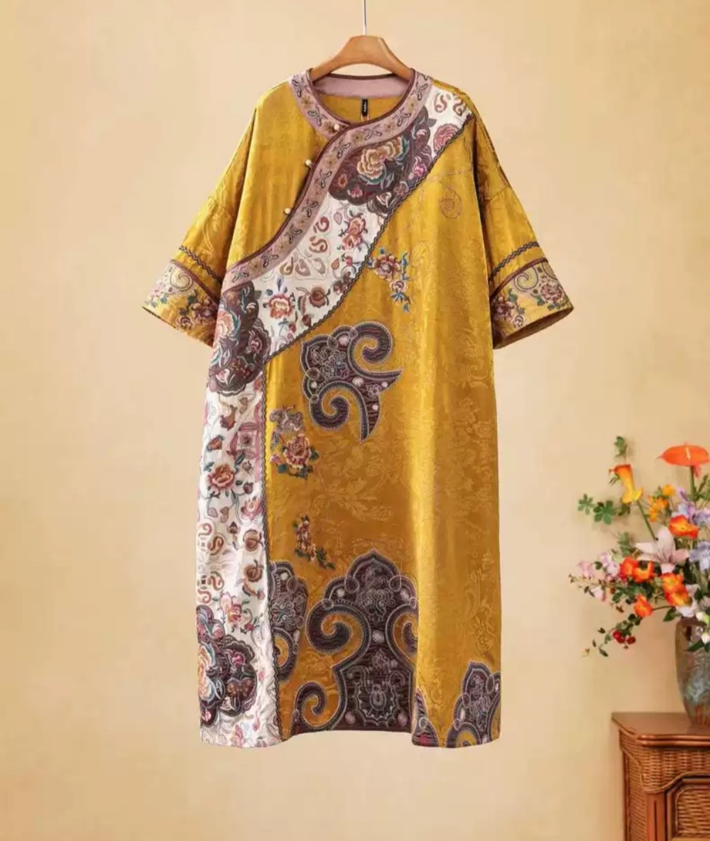 Luxury spring robe for women y - đánh giá và giá Embroidery Yellow Dress