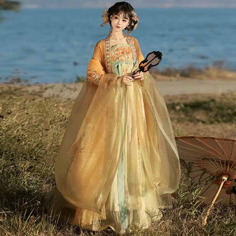 Women's Traditional Chinese Ha - đánh giá và giá Embroidery Yellow Dress