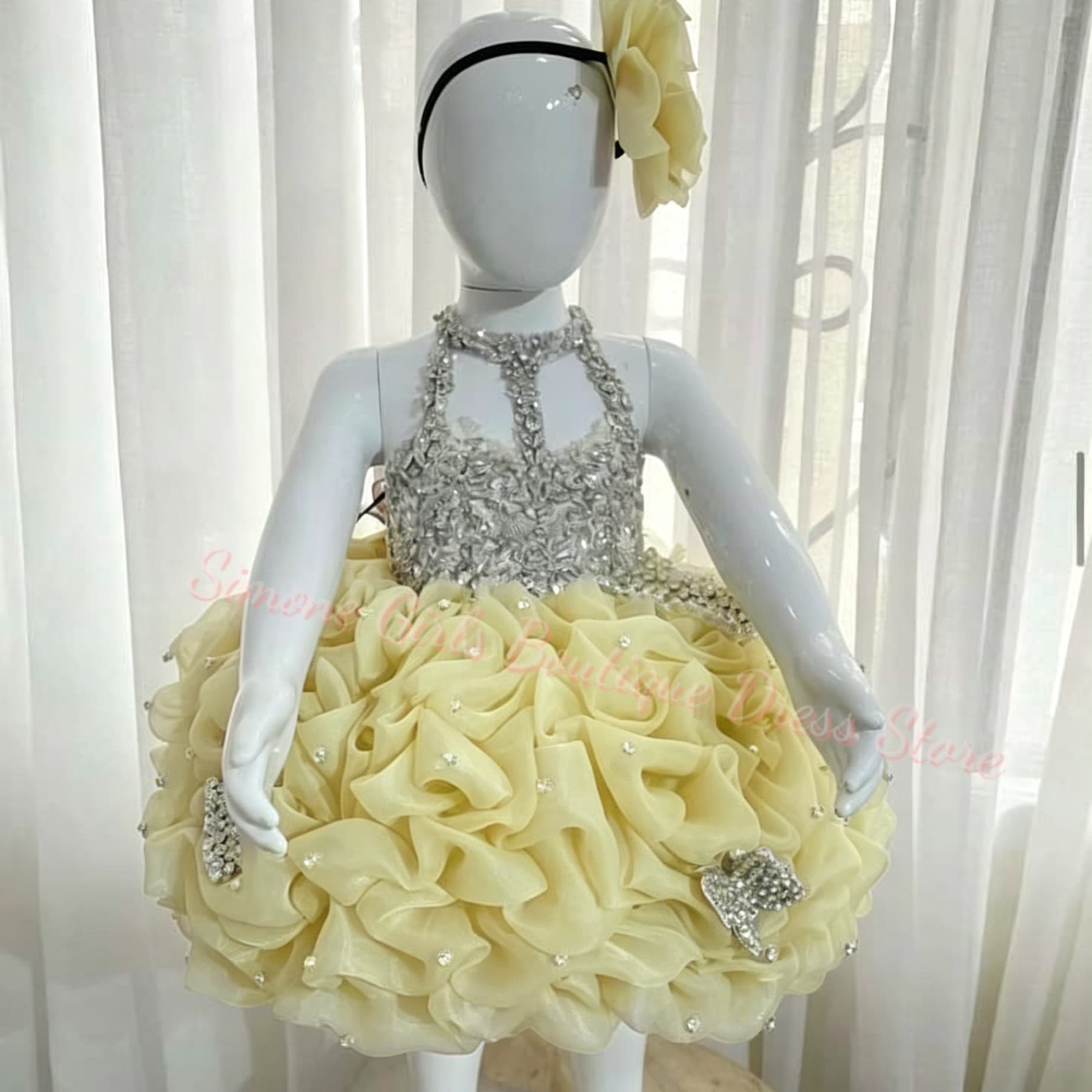 Yellow Ruffles Flower Girl Dre - đánh giá và giá Embroidery Yellow Dress