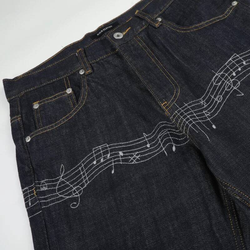 Raw Denim Blue Men's Flared Je - đánh giá và giá Embroidery Design Love