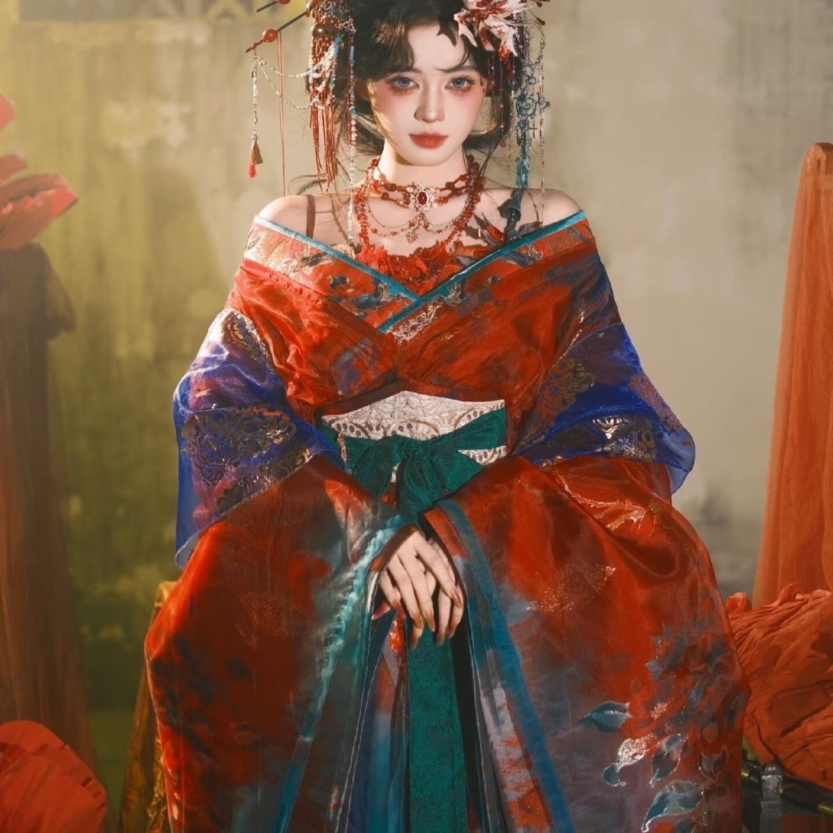 Black Blue Embroidery Hanfu Wo - đánh giá và giá Embroidery Set