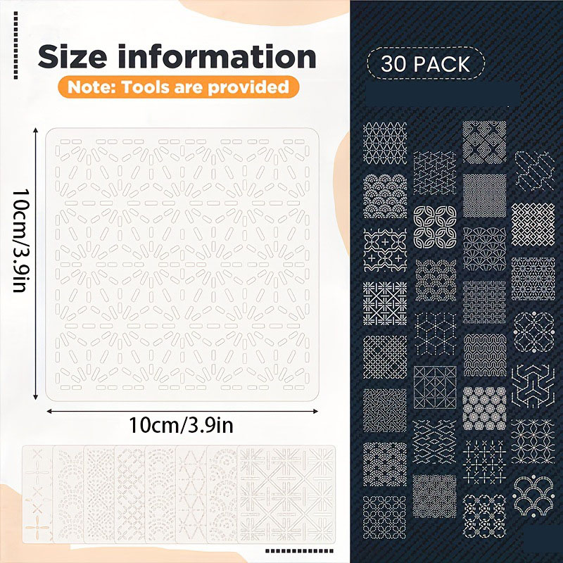 30Pcs Embroidery Templates DIY - đánh giá và giá Embroidery Motif