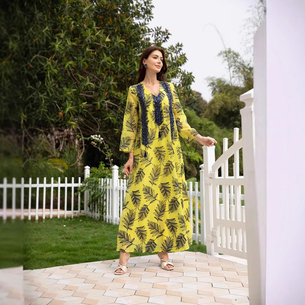 Sw081 Apparel Mesh Embroidered - đánh giá và giá Embroidery Yellow Dress