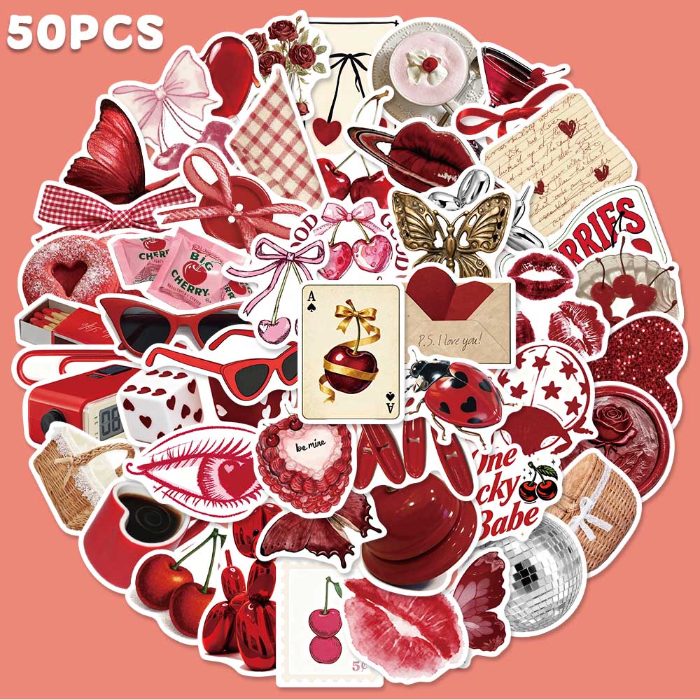 50pcs Cherry Coloured Graffiti - đánh giá và giá Embroidery Wall Art