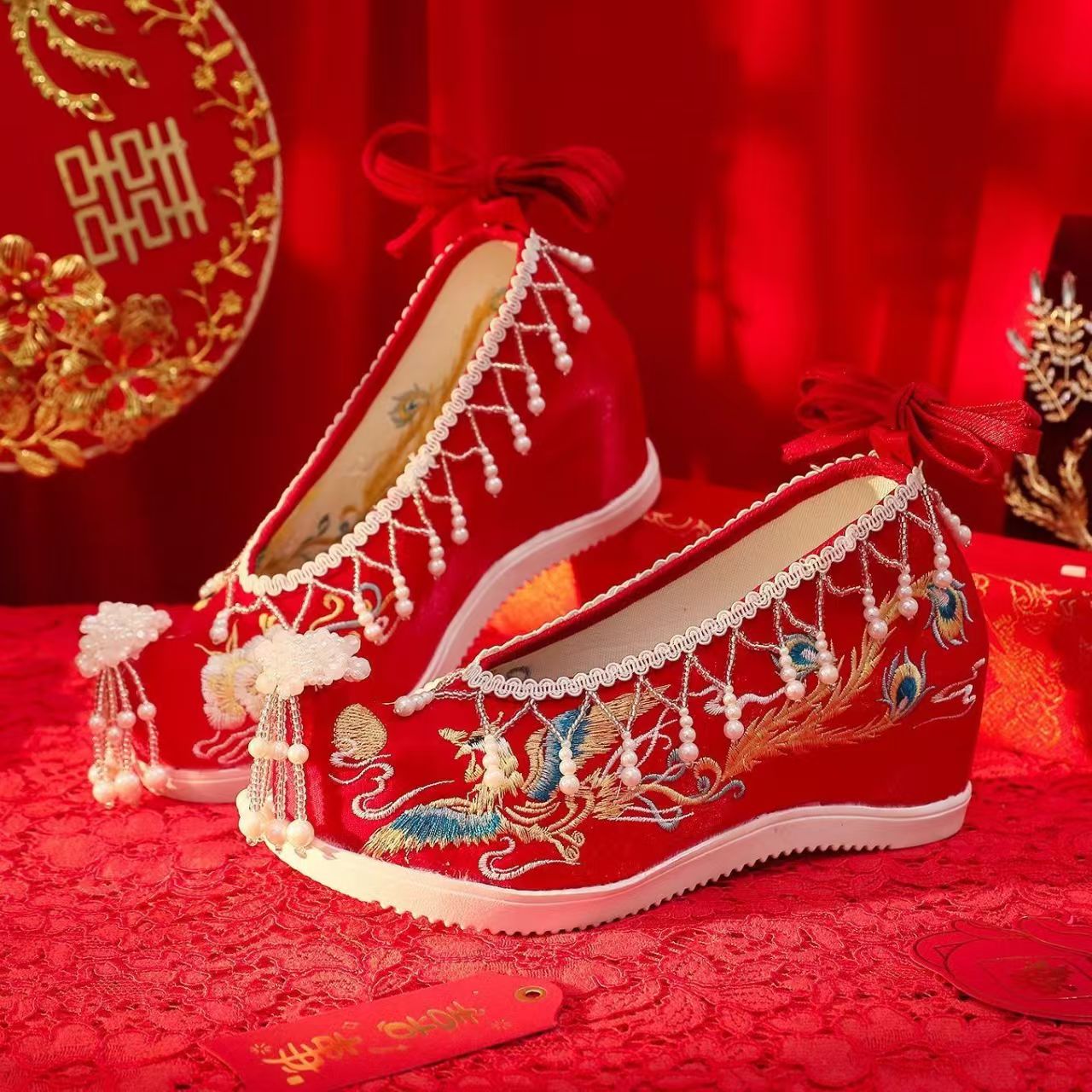 Women New Red Embroidered Wedd - đánh giá và giá Embroidery Shoes