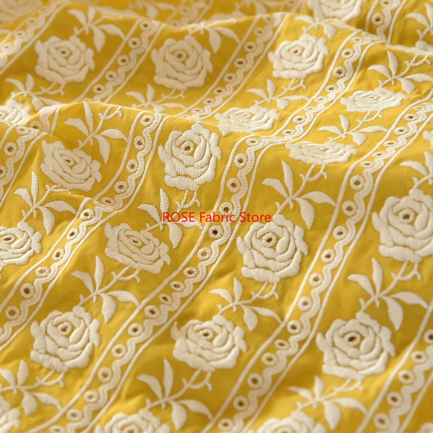 French Cotton Yellow Rose Heav - đánh giá và giá Embroidery Yellow Dress