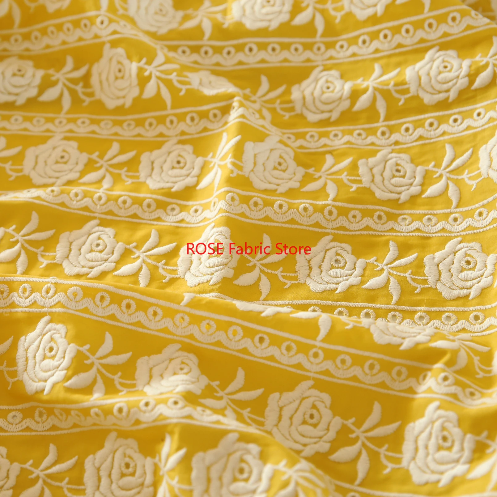 French Cotton Yellow Rose Heav - đánh giá và giá Embroidery Yellow Dress