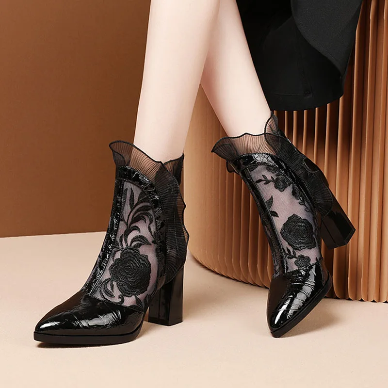 High Heels Women Sexy Embroide - đánh giá và giá Embroidery Flower