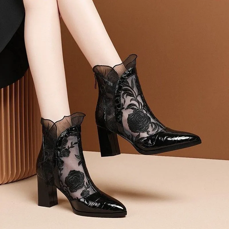 High Heels Women Sexy Embroide - đánh giá và giá Embroidery Flower