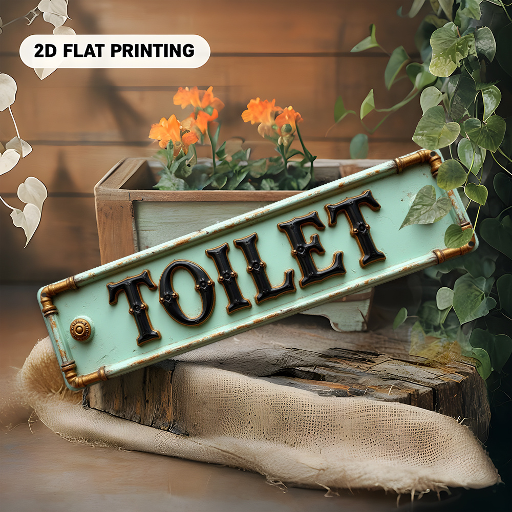 2D Flat, Vintage Toilet Sign - - đánh giá và giá Embroidery Wall Art