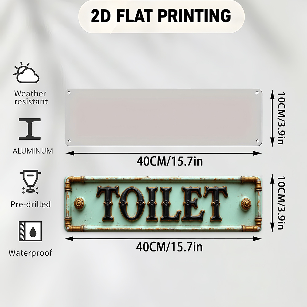 2D Flat, Vintage Toilet Sign - - đánh giá và giá Embroidery Wall Art