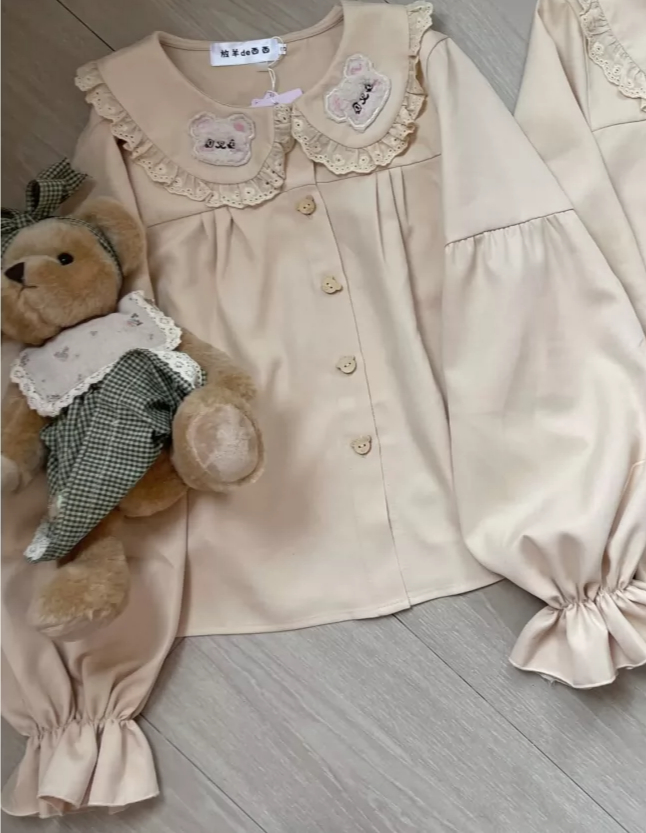 Lolita Blouse Cute Bear Embroi - đánh giá và giá Embroidery Yellow