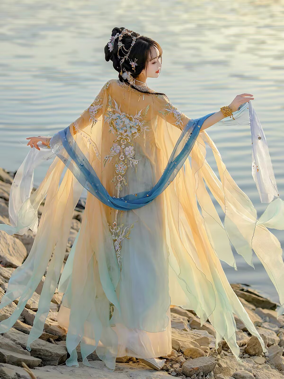 Chinese Hanfu Dress Women Trad - đánh giá và giá Embroidery Yellow Dress