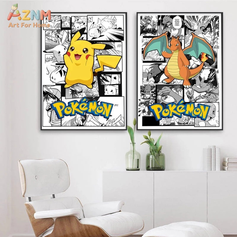 AZNM Pokemon Charizard Pikachu - đánh giá và giá Embroidery Wall Art