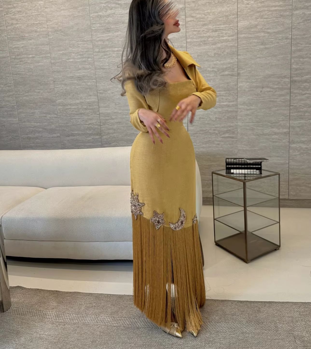 Customized Elegant Evening Dre - đánh giá và giá Embroidery Yellow Dress